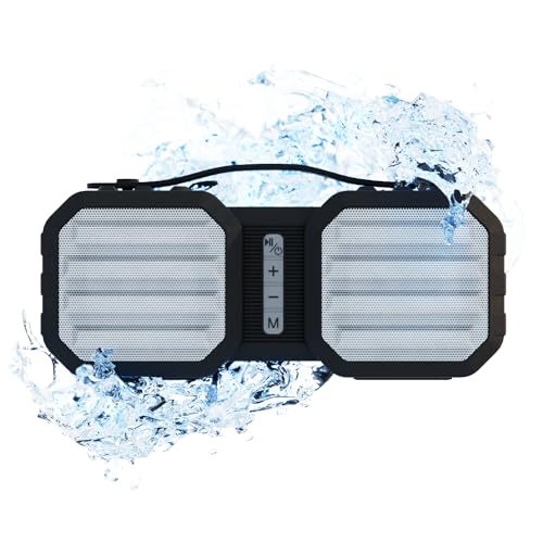 Portable Waterproof Bluetooth Speaker with FM Radio, IPX5, Party Speaker | 7-HR Battery with Micro-USB Charge, TF Card & Aux Input, Built-In Mic & Speakerphone, 33-FT Range, Outdoor Activities, Black - color: A-Black
