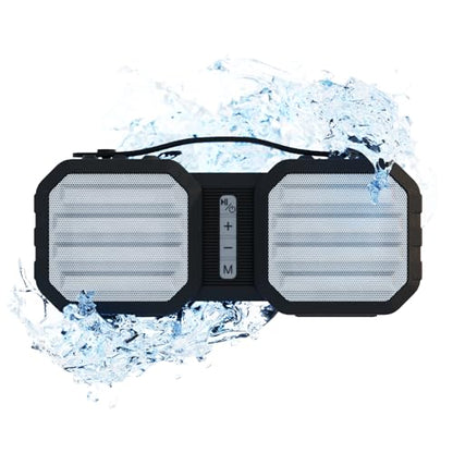 Portable Waterproof Bluetooth Speaker with FM Radio, IPX5, Party Speaker | 7-HR Battery with Micro-USB Charge, TF Card & Aux Input, Built-In Mic & Speakerphone, 33-FT Range, Outdoor Activities, Black - color: A-Black