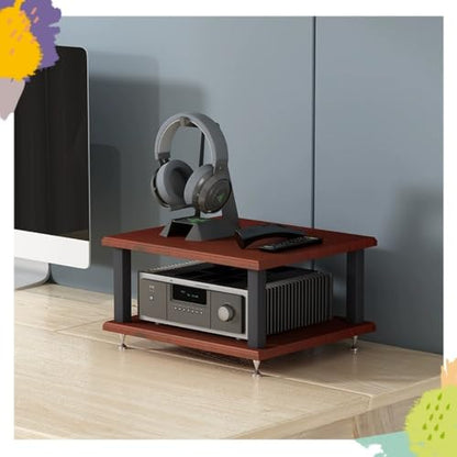 Desktop Audio Rack Stereo Cabinet 2 3 4 Tier AV Media Stand Desktop Amplifier Audio Rack for Home Theater，Office，Gaming Room(Teak,2-Tier) - color: Teak, size: 2-Tier