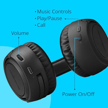 Kensington H1050 EQ Wireless Headset with Microphone, Bluetooth 5.4, ENC Microphone, Earcup Controls, Black (K80182WW) | Bluetooth 5.4 connection, ENC noise-canceling microphone, earcup call and volume controls - size: Wireless/On-ear