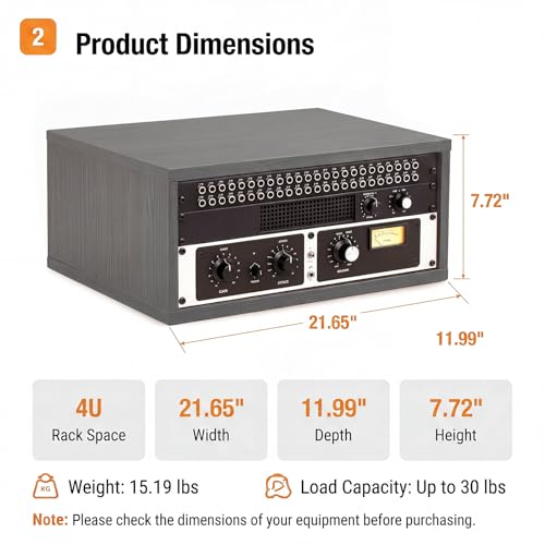 AceOrbit 4U Desktop Studio Rack Cabinet for 19 Inch Pro Audio Gear, Gray - color: Gray