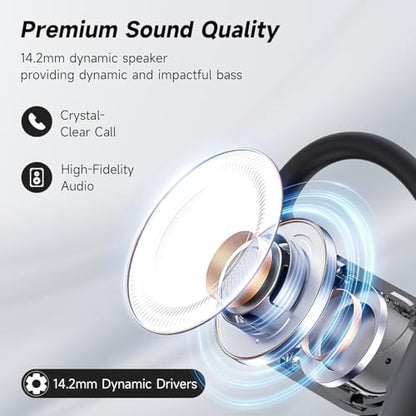 Open Ear Earbuds Bluetooth Headphones 60Hrs Playtime Wireless Ear Buds with Earhooks IPX7 Waterproof Touch Control Earphones Sport Headsets Bluetooth 5.4 Headsets for Workout Running Black