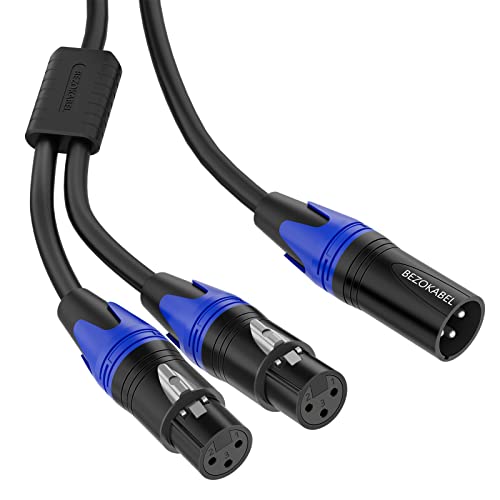 XLR Splitter, Premium Balanced 3-Pin Male to 2 Female XLR Y Cable - 10ft - size: 10ft, style: Male to 2 Female XLR