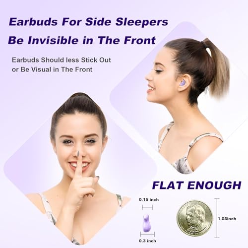 Xmenha Purple Sleep Hidden Headphones Wireless Invisible Earbuds for Sleeping Sleep Tiny Earbuds for Side Sleepers Headphone to Sleep in Tiny Smallest Invisible Earbuds Earphones for Sleeping - color: Purple