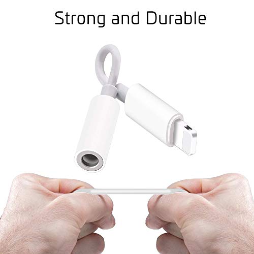 Headphone Adapter MFi Certified Lightning to 3.5 mm Audio Connector Compatible with iPhone 14 13 12 11 Pro XR XS Max X 8 7 (White)
