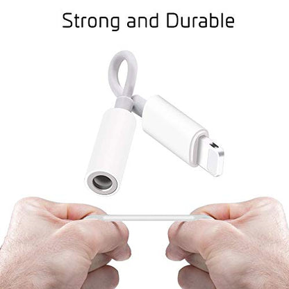 Headphone Adapter MFi Certified Lightning to 3.5 mm Audio Connector Compatible with iPhone 14 13 12 11 Pro XR XS Max X 8 7 (White)