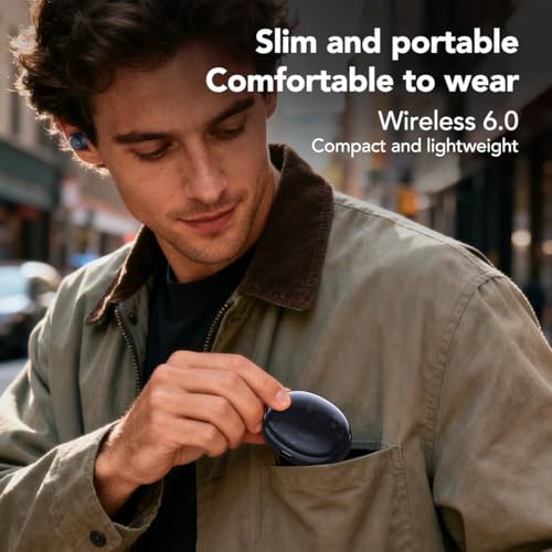 MS216 Sleep Earbuds Bluetooth 6.0 in Ear Light-Weight Headphones, Mini Sleep Headphones Small Design for Side Sleepers, Ear Buds for Sleeping, Blocks Snoring Noise, 60H Battery, HD Calls, Black