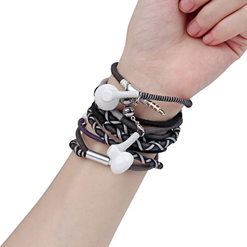 3.5mm Jack in-Ear Ear Buds Headphones with Mic - Tangle Free Cord Heavy Sound Bass Bracelet Stereo Earphones Compatible with iPhone Samsung Earbuds (12#)