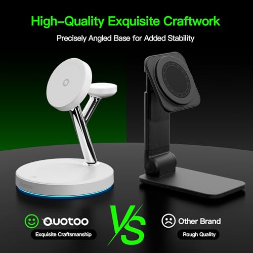 3 in 1 MagSafe Wireless Charger Stand for iPhone Apple Watch AirPods | Adjustable Blue Ambient Light,15W Magnetic Charging Station for iPhone 17 16 15 14 13 12 Series Wireless Charging Station - color: White