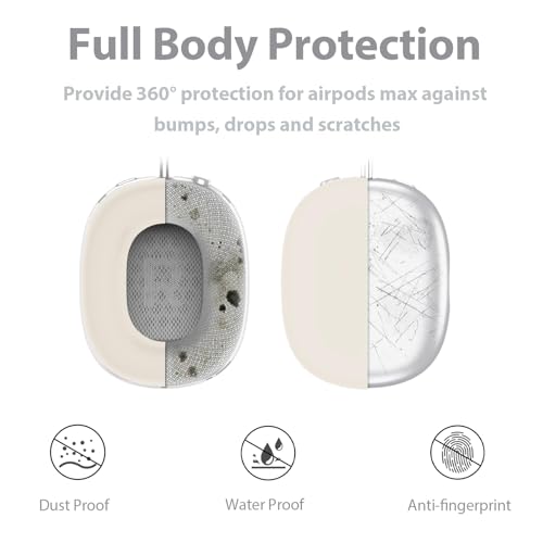 3 in 1 Silicone Cover and Case for Apple Airpods Max 2/ Airpods Max Headphones, AirPods Max Hard Case and Anti-Scratch Ear Pad Case/Ear Cups/Headband Covers Accessories (Starlight case & Cover) - color: Starlight case & cover
