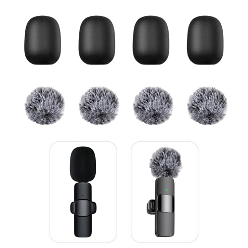 8-Pack Lavalier Mic Windscreen Set for 8mm Microphones | Plush and sponge covers, reduce wind and breath noise, for podcasting, streaming, interviewing, recording