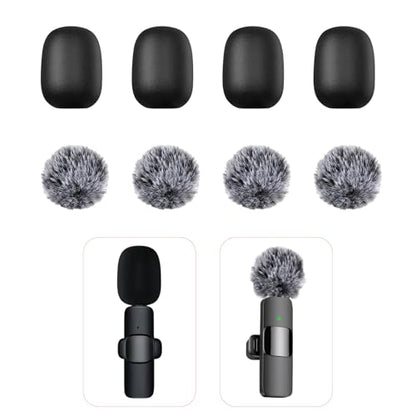 8-Pack Lavalier Mic Windscreen Set for 8mm Microphones | Plush and sponge covers, reduce wind and breath noise, for podcasting, streaming, interviewing, recording