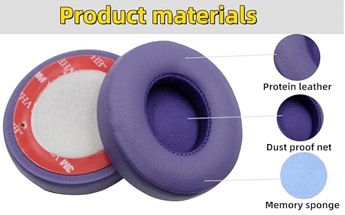 Solo2/Solo 3 Ear Pads Replacement,Compatible with Beats by Dre Solo 3/Solo 2 Wired/Wireless A1796/B0534 Headphones,Comfortable & Noise Isolating Ear Pads Cushions(Violet) - color: Violet