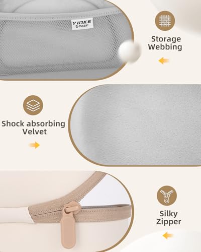 Hard Case for Beats Solo 4/Solo 3/Studio Pro/Studio3 On-Ear Headphones | Universal Portable Travel Organizer Bag, with Honeycomb Lid Protection - color: Beige
