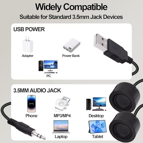 USB Mini Computer Speakers for Desktop Laptop Small PC Speakers | 1.2M,Volume Control Adjustment,with USB-Powered/3.5mm TRS Stereo Jack,for MP3 Phone