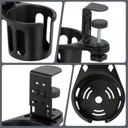 Desk Cup Holder Clamp, Rotatable Clip On Table Cup Holder | Water Bottle Stand Drink Coffee Mug Storage, Office Accessories for Home and School - color: Black-1