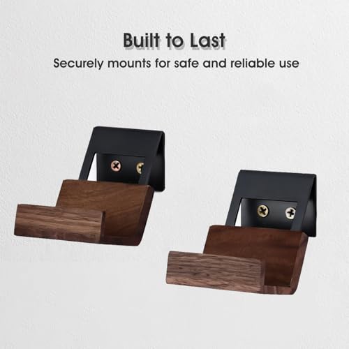 NIRVASH Walnut Controller Wall Mount, Wood Game Controller Holder Stand & Headphone Hanger, Controller & Headset Stand Compatible with Xbox, PS5, Remote (2 Pack Black) - color: Black (2 Pack)