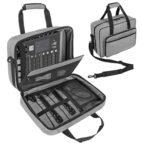Audio Mixer Case 0.4 Inch Padded DJ Mixer Bag Travel Padded Case for Audio Mixers, DJ Controllers & Equipment Compatible with RODECaster Pro,RODECaster Pro II,TC-Helicon GoXLR-Grey - color: Mixer Bag(Grey)