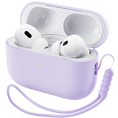 ORNARTO Compatible with AirPods Pro 2 Case 2022, Full Protective Hybrid Silicone for AirPods Pro 2nd Generation Case, Front LED Visible Skin Cover-Pastel Lilac | Hybrid Silicone Rubber, Front LED Visible, Wireless Charging, Skin-Friendly Soft Touch, Anti-
