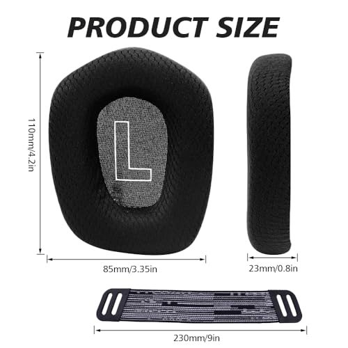Replacement Earpads for Logitech G733 G535 G335 Lightspeed Wireless Gaming Headset, Ear Pads Cushions with Comfort Noise Isolation Foam (Black) - color: Black