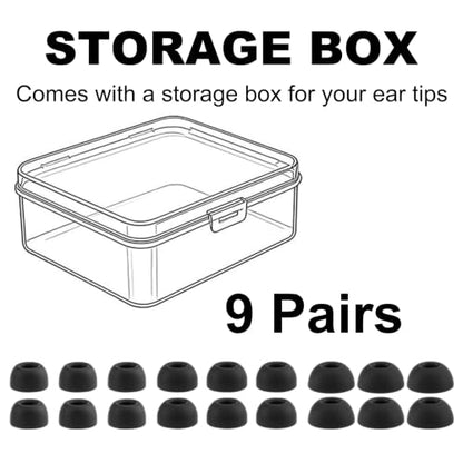 Replacement Ear Tips for Status Pro X, Between 3ANC, Between Pro | 9 Pairs, Black, S/M/L, Soft Silicone Eartips with Portable Storage Box