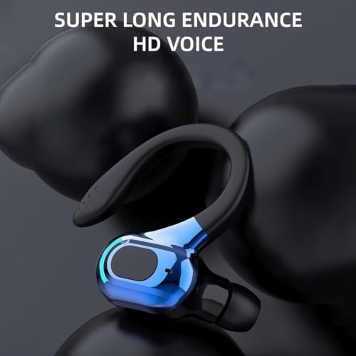 Wireless Headset Business Headphones,Waterproof Hanging Single Ear Earbuds,Mono Wireless Headset Noise Cancelling Sports Wireless Earpiece with Mic for Smart Phones (Blue) - color: Blue