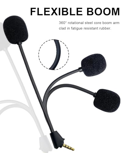 Replacement Microphone 3.5mm Boom Compatible with Kingston HyperX Cloud 2 II Wireless Gaming Headset Noise Cancelling Mic for Xbox One PS5 Switch Mac PC Computer, Black