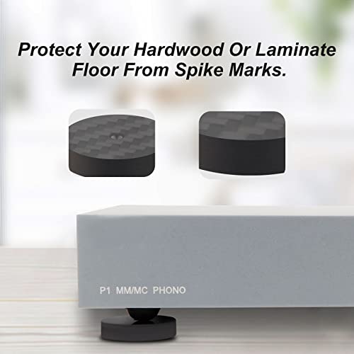 Monosaudio 4Pcs Carbon Fiber Isolation Speaker Spikes Pads 25X5mm Speaker Spike Floor Protectors Speaker Isolation Feet for Audio,Speakers,Subwoofers,Amplifier,Home Theater,Turntable,DAC(Black) - size: 25X5mm