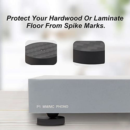 Monosaudio 4Pcs Carbon Fiber Isolation Speaker Spikes Pads 25X5mm Speaker Spike Floor Protectors Speaker Isolation Feet for Audio,Speakers,Subwoofers,Amplifier,Home Theater,Turntable,DAC(Black) - size: 25X5mm