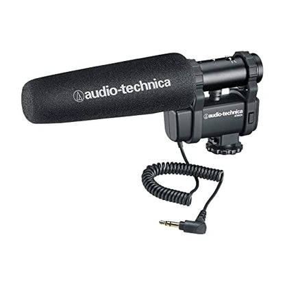 Audio-Technica AT8024 Stereo/Mono Camera-Mount Condenser Microphone, Black