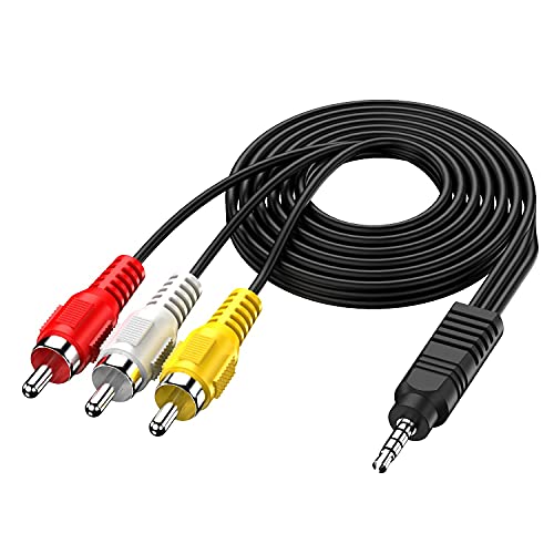 3.5mm to RCA AV Cable 5ft for Camcorder TV MP3 Speaker | 3.5mm TRRS to 3 RCA male cable, 5ft, Gold plated, Pure copper core, Audio + video, For camcorder/TV/MP3/tablet/speaker,