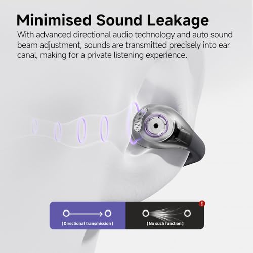 QCY Crossky C30 Open Ear Headphones Wireless Bluetooth, Clip-On Earbuds with 4 ENC Noise Cancelling Mic, Stable Fit, Dual Connection, EQ Customized, Sports Earphones for Workout/Running - color: Black