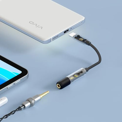 SHANLING UA MINI USB C DAC to 3.5mm Audio Adapter Portable DAC Headphone Amplifier with LED Light Audio Cables High Resolution 32bit/384Khz for Android/iOS/Windows/Mac (Black) - color: Black