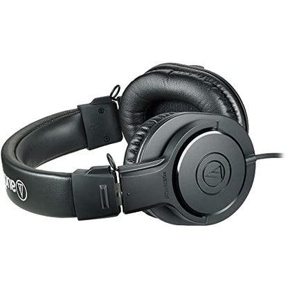 Audio-Technica ATH-M20x Professional Studio Monitor Headphones, Black (AUD ATHM20X) + Microfiber Cleaning Cloth + Headphone Stand + Headphone CASE + Goby Labs Headphone Cleaner 4 fl oz
