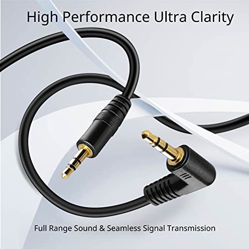 TNP 3.5mm Right Angle Audio Cable, 3FT Male-to-Male Aux Headphone Cord | 90 Degree Trs Aux Cable with Gold-Plated Connectors for Car Stereos, Speakers, Phones, Tablets, Computers and Headphones - size: 3 Feet