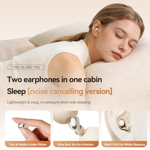 Wireless Clip-On Open Earbuds, Butterfly Earring Bluetooth Headphones with Heart-Shaped Charging Case & Makeup Mirror, 42H Playtime, Lightweight Earphones for Women, Sports, Gifts - color: Beige