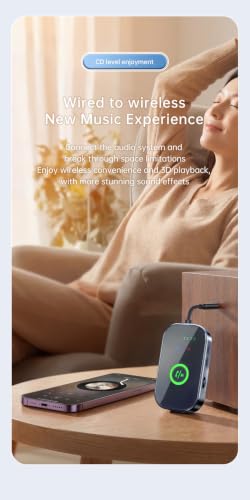 Lihuosheng 2 in 1 Bluetooth 6.0 Transmitter Receiver AUX Wireless Audio Adapter for Car TV Airplane, Hands-Free Calling, HiFi Sound, Long Battery Life