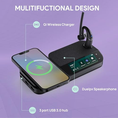 Yealink BH71 Workstation Pro Bluetooth Headset for Office Phone, Computer, Mobile, Work with Teams (Certified) Zoom, Charging Case, Wireless Charging Pad, Speakerphone, USB 3.0 Hub, 3-Inch Touchscreen - style: BH71 Workstation Pro