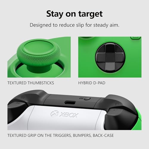 Xbox Wireless Gaming Controller | Velocity Green | Consoles, PCs, TVs, mobile, and more | Textured Grip | Wireless, Bluetooth, USB-C Connectivity - style: Velocity Green