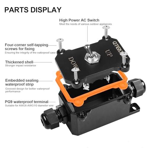 Inline Cord Switch, UP/Down Momentary (ON)-Off-(ON) Toggle Switch | AC 250V/15A 125V/20A, 3 Position 6 Screw Pin Waterproof Double Reset, Two-Side Entry&Exit Line Outdoor Electrical Switch - style: Double Reset (ON)-OFF-(ON) (UP/DOWN)