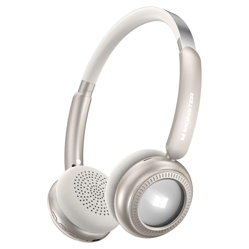 Monster N-Tune MINI 01 Bluetooth Headphones - Bluetooth 6.0 On-Ear Headphones with Speed Charge, Clear Audio, 50H Playtime, Comfortable & Lightweight Design, Hands-Free Calls (White)