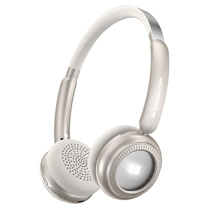 Monster N-Tune MINI 01 Bluetooth Headphones - Bluetooth 6.0 On-Ear Headphones with Speed Charge, Clear Audio, 50H Playtime, Comfortable & Lightweight Design, Hands-Free Calls (White)