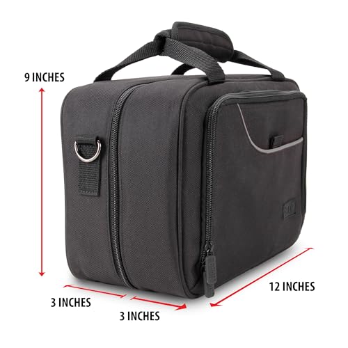 USA Gear DJ Mixer Case - Compact Audio Channel Mixer Bag with Accessory Storage for Microphones, Cables - Fits APC Mini MK2, Roland P-6, Yamaha MG06x, Behringer Xenyx 802, Q802USB & more (Black)