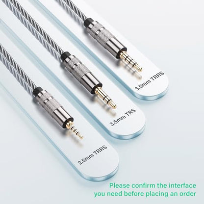 SinLoon 4.4mm Female to 3.5mm TRRS Male Audio Adapter Cable, Gold Plated OFC Braided Converter, Support Microphone for HiFi DAP & Calls (Cool Grey)