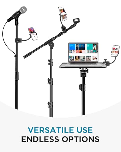 InnoGear Mic Stand Phone Holder Music Stand for All Smartphones | Horizontal, Vertical, Titled, Flexible Gooseneck, For All Phone Cases, Strong Grip, Stable, For 2.36"-3.54" Phones - size: Compact