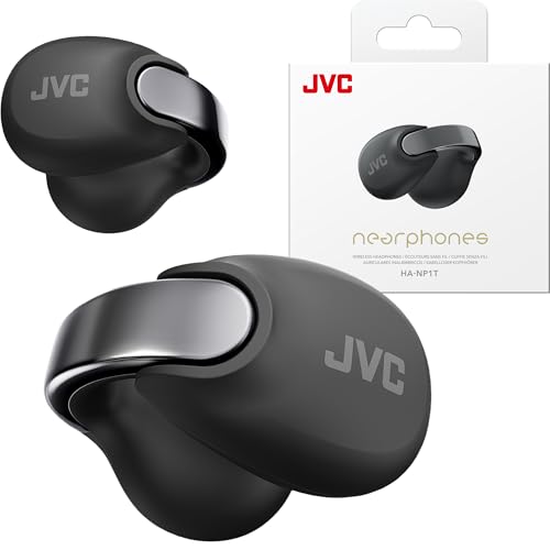 JVC Nearphones HANP1TB Open Ear True Wireless Headphones, Black | Bluetooth 5.3, 24H Playback, IPX4 Water Resistant, Built-in Mic, Ear Clip Design - color: Black