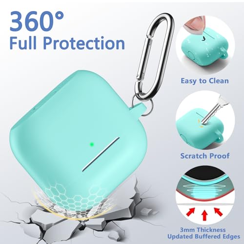 for Airpods 4th Generation Case Cover(2024),Soft Silicone Full Protective Case for AirPods 4 Case with Keychain & Cleaner Kit,Compatible with Apple Airpods 4 for Women,Men（Mintgreen） - color: Mintgreen