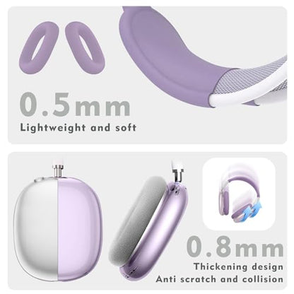 for AirPods Max case Cover,Anti-Scratch Ear Pad Case Cover/Ear Cups Cover/Headband Cover for AirPods Max. Clear Soft TPU and Silicone,Skin Scratch Proof. - color: 3PC-Purple