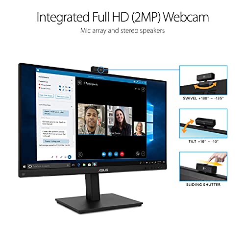 ASUS BE279QSK 27 Inch 1080P FHD Computer Monitor, Webcam, HDMI, DisplayPort - size: 27 Inch, style: Webcam Height Adjustable