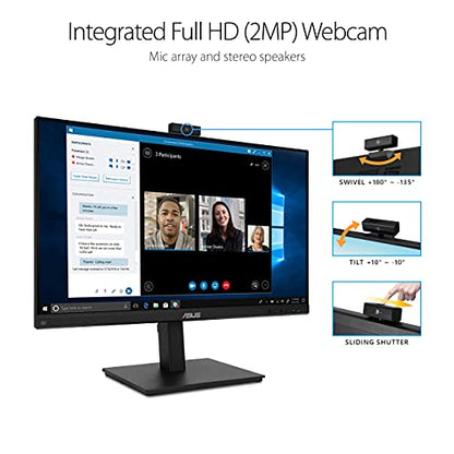 ASUS BE279QSK 27 Inch 1080P FHD Computer Monitor, Webcam, HDMI, DisplayPort - size: 27 Inch, style: Webcam Height Adjustable